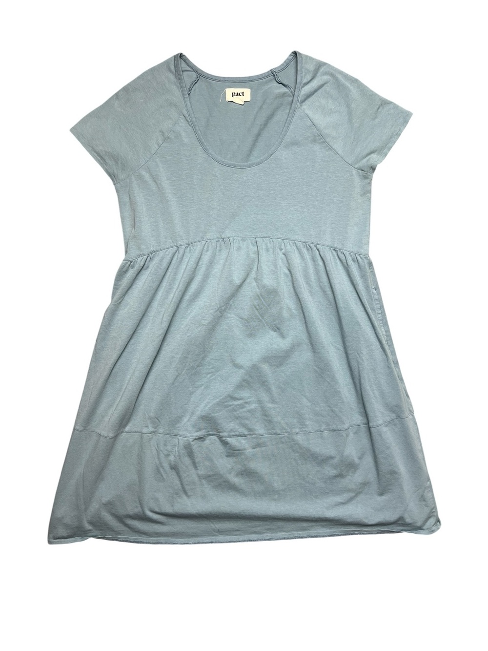 Pact Women's Scoop Neck Tee in Dusty Blue Size Small